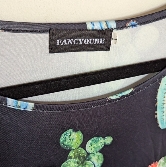 Fancyqube Cactus Swing Dress Casual Pleated Long Sleeve Size L - Picture 3 of 4